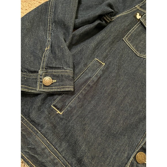 DISNEY Mickey Mouse Blue Denim Jean Jacket Womens XL Embroidered Sherpa collar - Picture 8 of 9